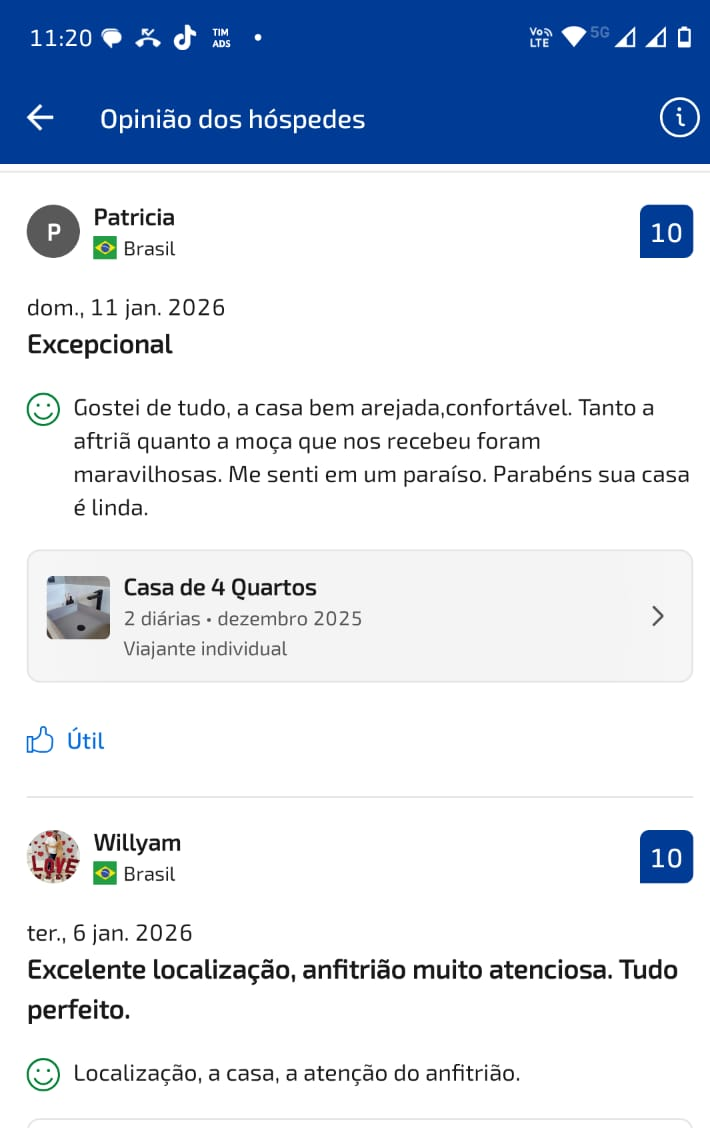 Avaliação da casa no Booking